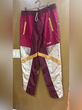 Isabel Marant Burgundy Nylon Paneled  Mackenzie Trouser Track Pants Sz44/US 12